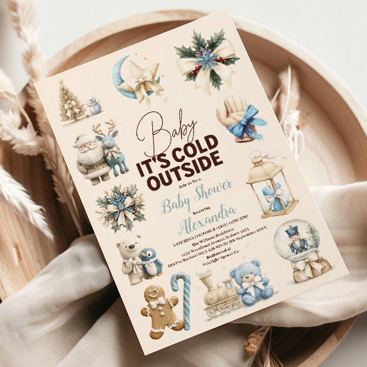 Winter Blue Weihnachts-Weihnachtsdusche Einladung