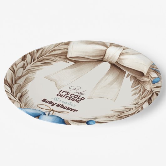 Winter Blue Weihnachts-Weihnachtsdusche Pappteller (Schrägansicht)