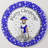 Winter Blue Whippet Snow Scarf - Fawn & white Nied Button (Vorderseite)