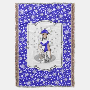 Winter Blue Whippet Snow Scarf - Fawn & white Nied Decke