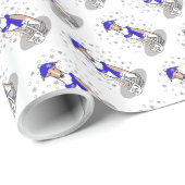 Winter Blue Whippet Snow Scarf - Fawn & white Nied Geschenkpapier (Rolleneckpunkt)