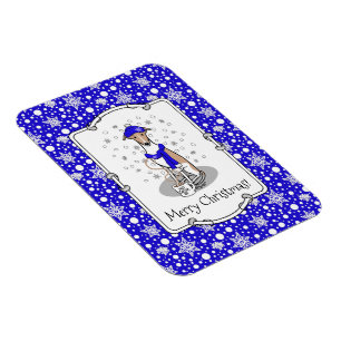 Winter Blue Whippet Snow Scarf - Fawn & white Nied Magnet