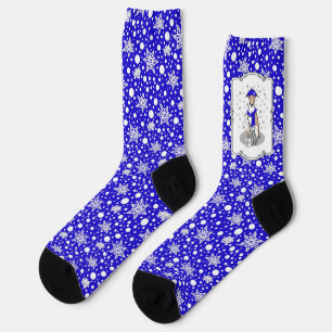 Winter Blue Whippet Snow Scarf - Fawn & white Nied Socken