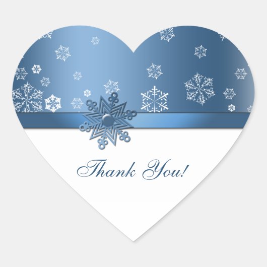 Winter Blue & White Snowflake Danke Stickers (Vorderseite)