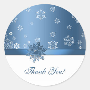 Winter Blue & White Snowflake Danke Stickers
