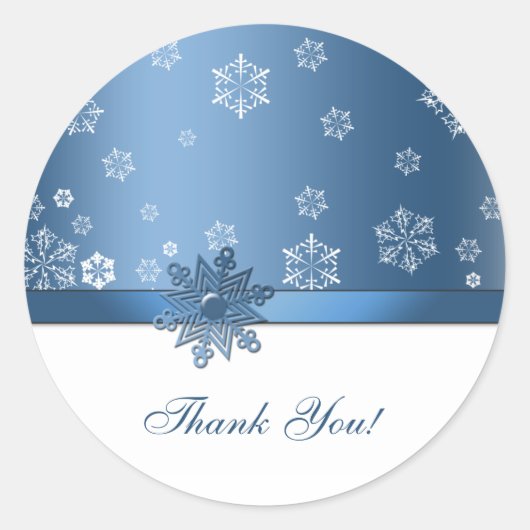 Winter Blue & White Snowflake Danke Stickers (Vorderseite)