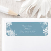 Winter Blue White Snowflake Hochzeit Rücksendeadre (Insitu)
