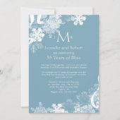 Winter Blue White Snowflake Hochzeitstag Einladung (Vorderseite)