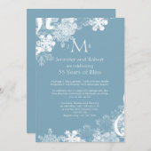 Winter Blue White Snowflake Hochzeitstag Einladung (Vorne/Hinten)
