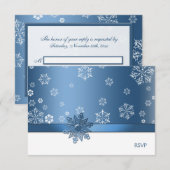 Winter Blue & White Snowflake RSVP Cards Karte (Vorne/Hinten)