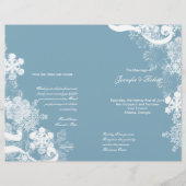 Winter Blue White Snowflake Wedding Programm (Vorderseite)