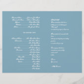 Winter Blue White Snowflake Wedding Programm (Rückseite)