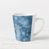 Winter Blue White Snowflakes Christmas Milchtasse (Rechts)