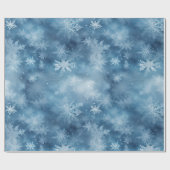 Winter Blue White Snowflakes Weihnachten Geschenkpapier (Flach)