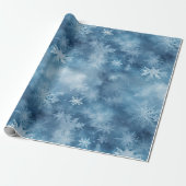 Winter Blue White Snowflakes Weihnachten Geschenkpapier (Ungerollt)
