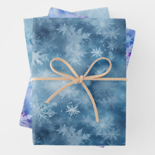 Winter Blue White Snowflakes Weihnachten Geschenkpapier Set