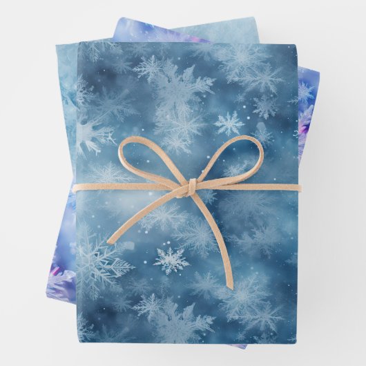 Winter Blue White Snowflakes Weihnachten Geschenkpapier Set (Beispiel)