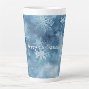 Winter Blue White Snowflakes Weihnachten Milchtasse