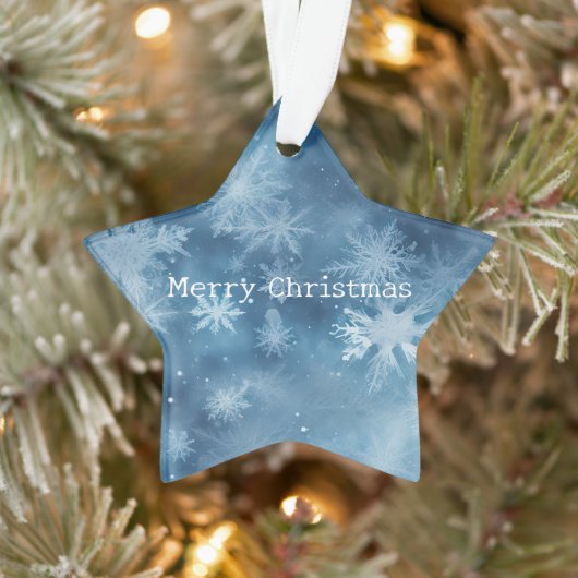 Winter Blue White Snowflakes Weihnachten Ornament (Baum)