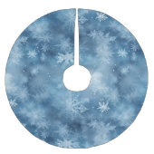 Winter Blue White Snowflakes Weihnachten Polyester Weihnachtsbaumdecke (Vorderseite)