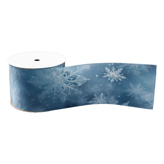 Winter Blue White Snowflakes Weihnachten Ripsband (Spule)