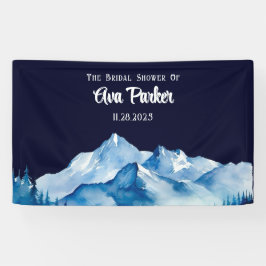 Winter Blue White Snowy Mountains Brautparty Banner