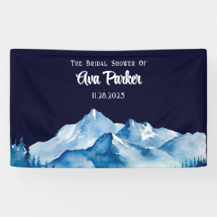 Winter Blue White Snowy Mountains Brautparty Banner