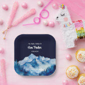 Winter Blue White Snowy Mountains Brautparty Pappteller (Party)