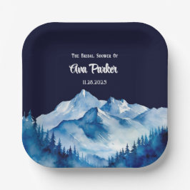 Winter Blue White Snowy Mountains Brautparty Pappteller