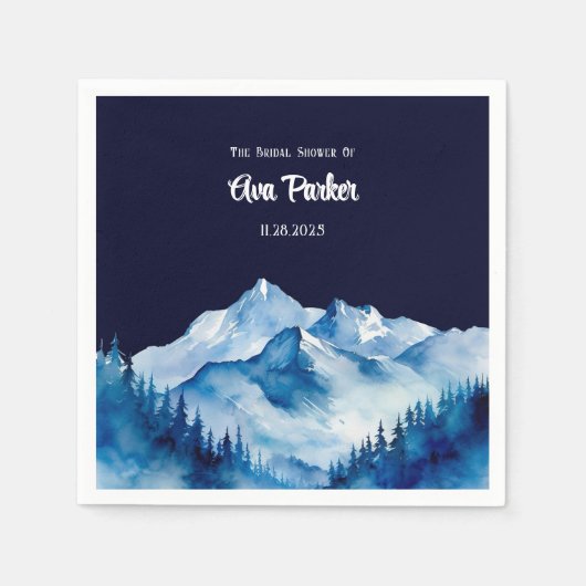 Winter Blue White Snowy Mountains Brautparty Serviette (Vorderseite)