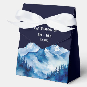Winter Blue White Snowy Mountains Hochzeit Geschenkschachtel