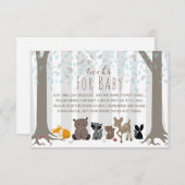 Winter Blue Woodland Animal Family Book Anfrage Einladung (Vorne/Hinten)