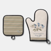 Winter Blueberry Botanical Ofenhandschuh & Topflappen-Set (Vorderseite)