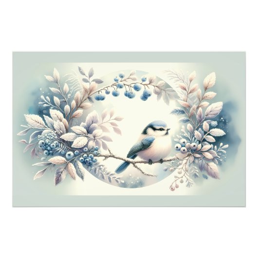 Winter Bluebird Berry Wreath Fotodruck (Vorne)