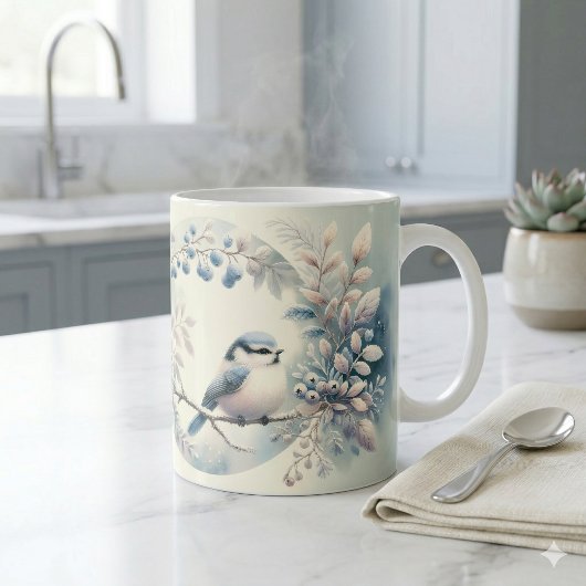 Winter Bluebird Berry Wreath Kaffeetasse