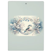 Winter Bluebird Berry Wreath Klemmbrett (Rückseite)