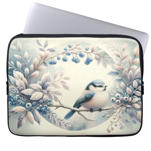 Winter Bluebird Berry Wreath Laptopschutzhülle (Vorderseite)