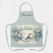 Winter Bluebird Berry Wreath Schürze (Vorderseite)