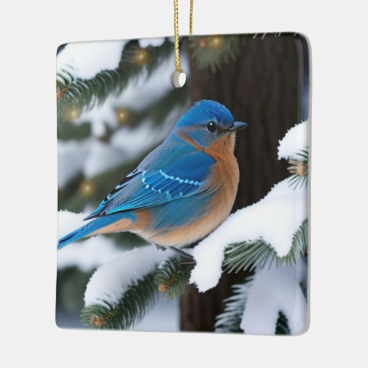 Winter Bluebird Keramikornament (Links)