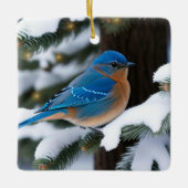 Winter Bluebird Keramikornament (Vorderseite)