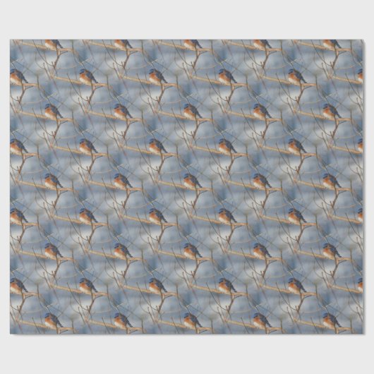 Winter Bluebird Nattern Pattern Geschenkpapier (Flach)