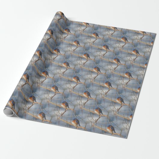 Winter Bluebird Nattern Pattern   Geschenkpapier (Ungerollt)