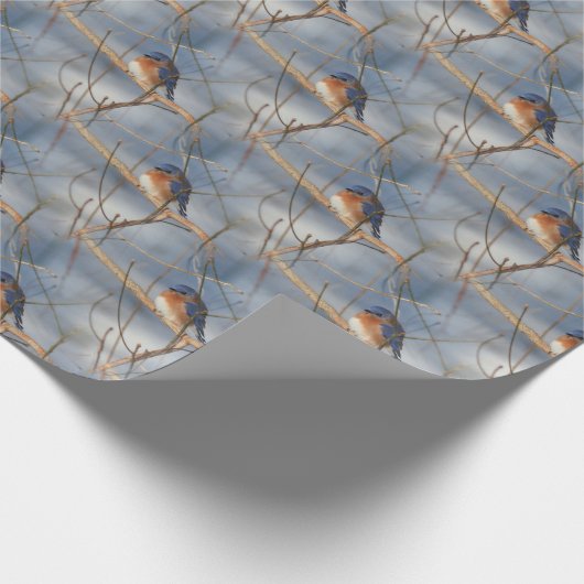 Winter Bluebird Nattern Pattern Geschenkpapier (Ecke)