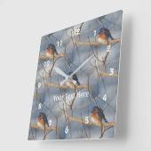 Winter Bluebird Nattern Pattern Quadratische Wanduhr (Winkel)