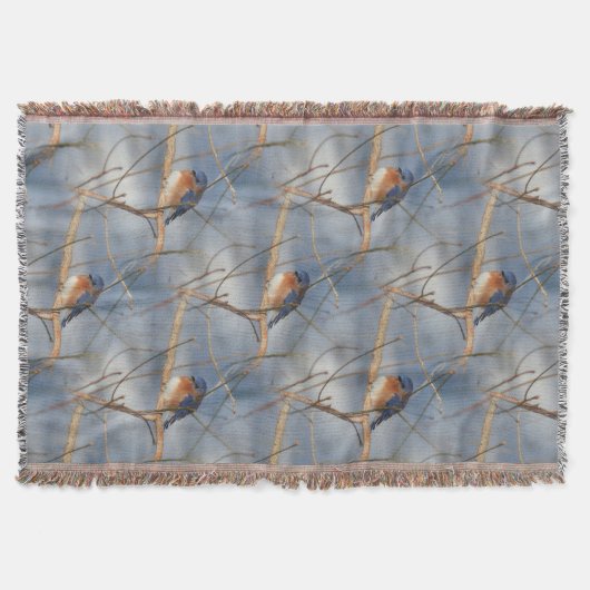 Winter Bluebird Nature Art Pattern Decke (Vorderseite)