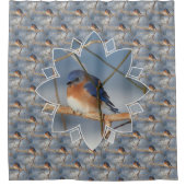 Winter Bluebird Nature Bird Art Pattern  Duschvorhang (Vorderseite)
