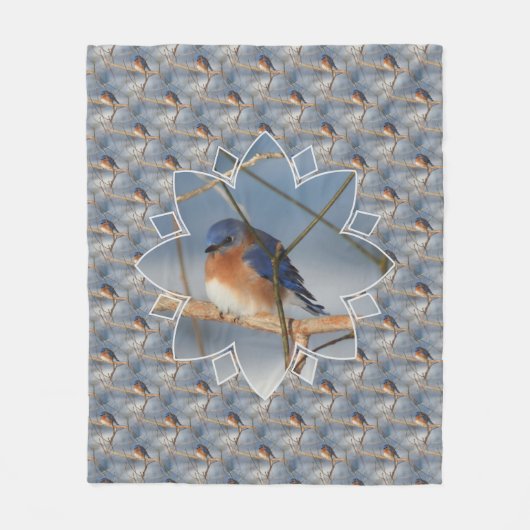 Winter Bluebird Nature Bird Art Pattern  Fleecedecke (Vorderseite)