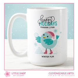 Winter Bluebird Playing Personalisiert im Schnee Kaffeetasse