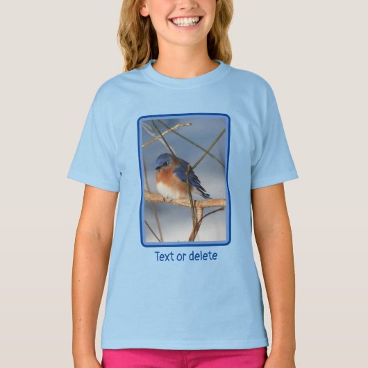 Winter Bluebird Tier Personalisiert T-Shirt (Vorderseite)