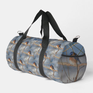 Winter Bluebird Tiermuster Personalisiert Duffle Bag
